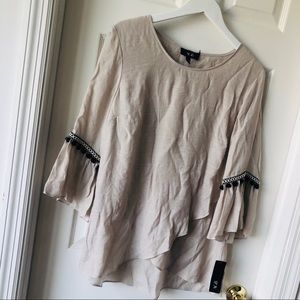 Neutral Color Pom Pom Top